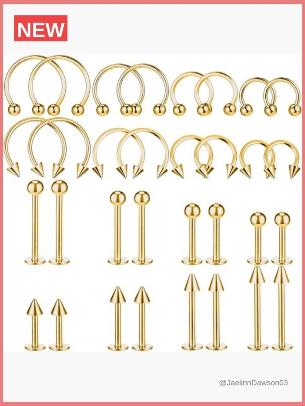 64 PCS Lip Barbell Rings Labret Medusa Snake Bite Earring Helix Daith Tragus